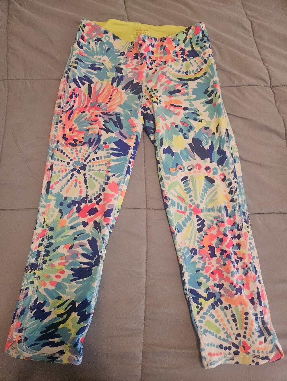 Lilly Pulitzer Luxletic Pastel Abstract Capri Leggings - Yellow, Pink, Aqua